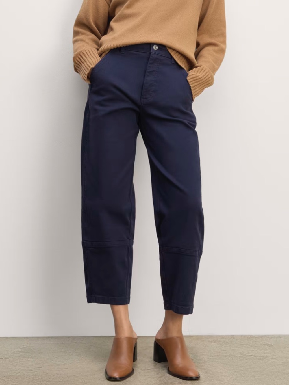 Everlane The Utility Barrel Pant Navy Midweight Cotton Twill Ankle-6 Regular